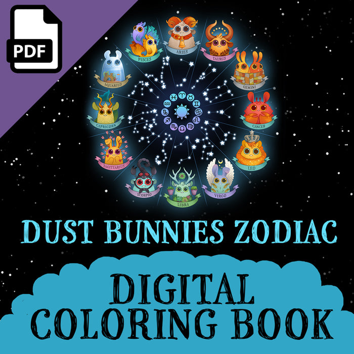 Dust Bunnies Zodiac Digital Coloring Book