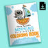 Cover of "Morning Scribbles Digital Coloring Book, Vol. 2" by Chris Ryniak features a cute creature in a pirate hat on an orange slice boat. The text reads "Fifty More Pages of Monster Doodles." With a light blue background and cloud doodles, this PDF is ideal for downloadable fun!.