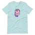 The Flooficorn Tee from Bindlewood Shop is a light blue, gender-neutral shirt featuring Chris Ryniak’s adorable pink unicorn with purple hair, sparkles, and big green eyes. Cozy and lightweight for everyday wear.