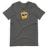 Heather charcoal gray Bindlewood Shop Toastboy Tee featuring an adorable cartoon owl wearing glasses and a backpack, with a gender-neutral fit, ready for a day of learning.