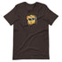A brown, heather colors Toastboy Tee featuring a cute cartoon illustration of an owl wearing glasses and holding a pencil and a book, symbolizing wisdom and a love for learning. This Bindlewood Shop Toastboy Tee comes